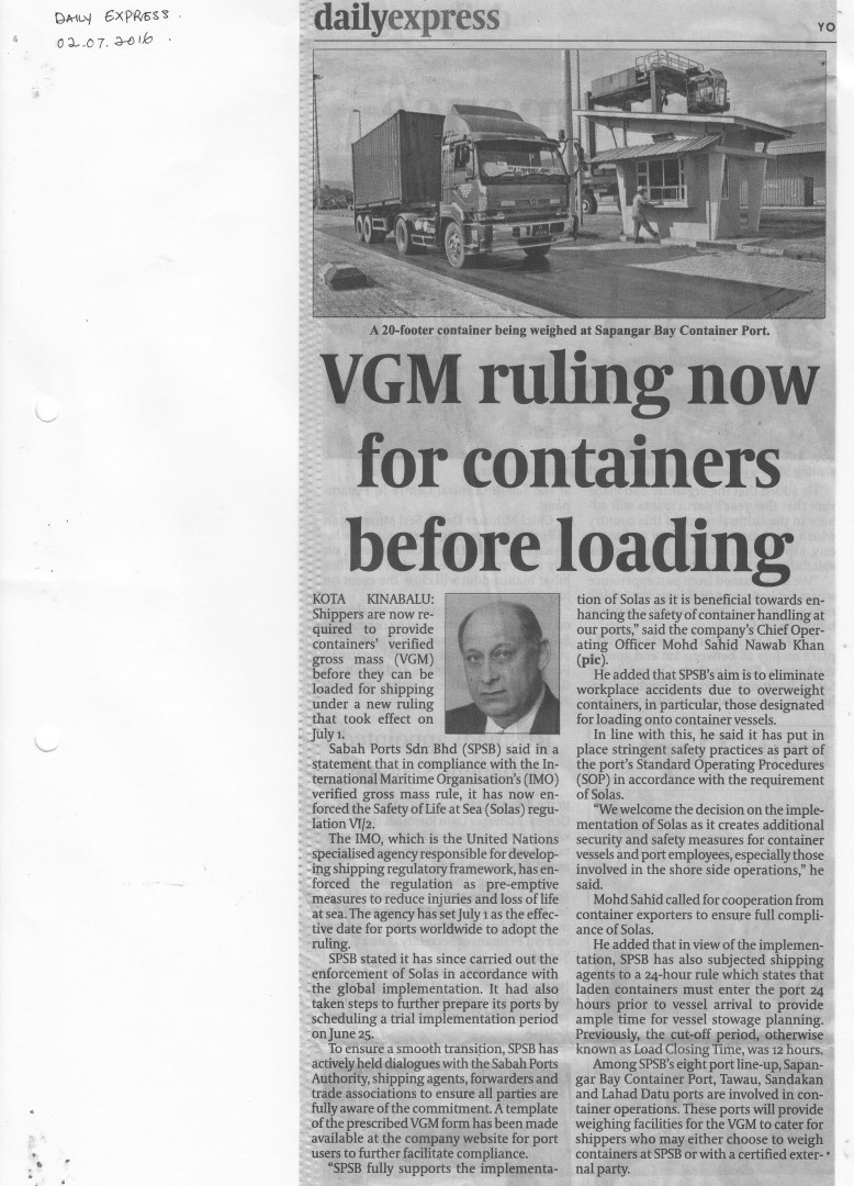 VGM Ruling Now for Containers Before Loading